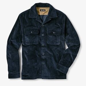 Line of Trade Shirt Corduroy Camp Shacket Mens Large Navy Blue Button Down